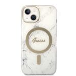 Guess GUBPP14MHMEACSH White Marble MagSafe Kryt + Nabíjačka iPhone 14 Plus