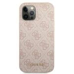 Guess GUHCP12LG4GFPI Pink 4G Metal Gold Logo Kryt iPhone 12 Pro Max