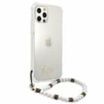 Guess GUHCP12MKPSWH Transparent White Pearl Kryt iPhone 12/12 Pro