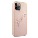 Guess GUHCP12MRSAVSRG Saffiano Vintage Pink Kryt iPhone 12/12 Pro