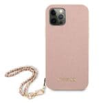 Guess GUHCP12MSASGPI Pink Saffiano Chain Kryt iPhone 12/12 Pro