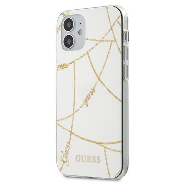 Guess GUHCP12SPCUCHWH Gold Chain Collection White Kryt iPhone 12 Mini