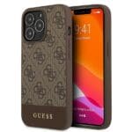 Guess GUHCP13LG4GLBR Brown 4G Stripe Collection Kryt iPhone 13 Pro