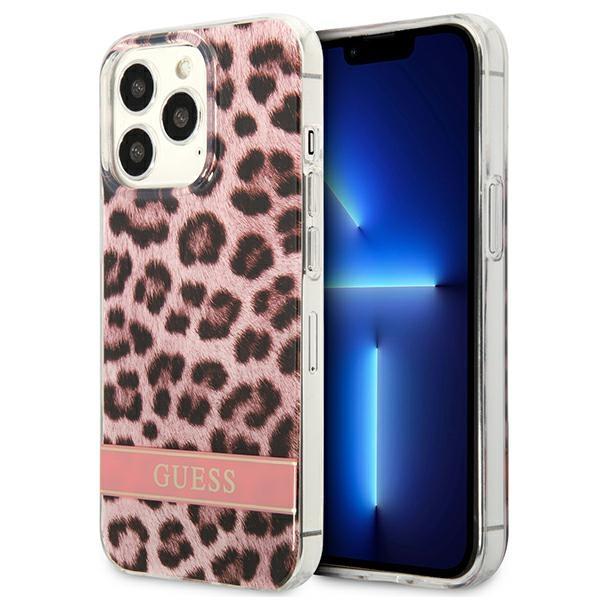 Guess GUHCP13LHSLEOP Pink Leopard Kryt iPhone 13 Pro