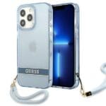 Guess GUHCP13LHTSGSB Blue Translucent Stap Kryt iPhone 13 Pro