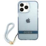 Guess GUHCP13LHTSGSB Blue Translucent Stap Kryt iPhone 13 Pro