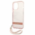Guess GUHCP13LHTSGSP Pink Translucent Stap Kryt iPhone 13 Pro