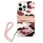 Guess GUHCP13LKCABPI Pink Camo Strap Collection Kryt iPhone 13 Pro