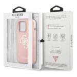 Guess GUHCP13LLS4GWPI Pink Silicone 4G Logo Kryt iPhone 13 Pro