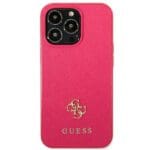 Guess GUHCP13LPS4MF Pink Saffiano 4G Small Metal Logo Kryt iPhone 13 Pro