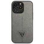 Guess GUHCP13LPSATLG Silver Saffianotriangle Logo Kryt iPhone 13 Pro