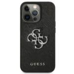 Guess GUHCP13LSA4GSBK Black Saffiano 4G Metal Logo Kryt iPhone 13 Pro