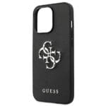 Guess GUHCP13LSA4GSBK Black Saffiano 4G Metal Logo Kryt iPhone 13 Pro