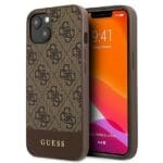 Guess GUHCP13MG4GLBR Brown 4G Stripe Collection Kryt iPhone 13