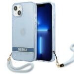 Guess GUHCP13MHTSGSB Blue Translucent Stap Kryt iPhone 13