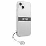 Guess GUHCP13MKB4GGR Gray Strap Charm Transparent Kryt iPhone 13