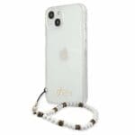 Guess GUHCP13MKPSWH Transparent White Pearl Kryt iPhone 13