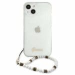 Guess GUHCP13MKPSWH Transparent White Pearl Kryt iPhone 13