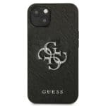 Guess GUHCP13MSA4GSBK Saffiano Metal Logo Black Kryt iPhone 13
