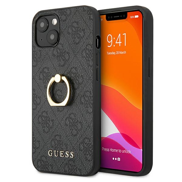 Guess GUHCP13S4GMRGR Grey 4G With Ring Stand Kryt iPhone 13 Mini