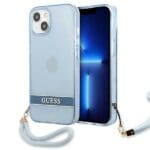 Guess GUHCP13SHTSGSB Blue Translucent Stap Kryt iPhone 13 Mini