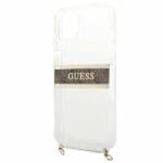 Guess GUHCP13SKC4GBGO Transparent 4G Brown Strap Gold Chain Kryt iPhone 13 Mini