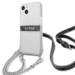 Guess GUHCP13SKC4GBSI Transparent 4G Grey Strap Silver Chain Kryt iPhone 13 Mini