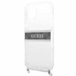 Guess GUHCP13SKC4GBSI Transparent 4G Grey Strap Silver Chain Kryt iPhone 13 Mini