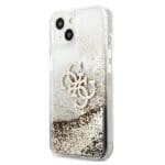 Guess GUHCP13SLG4GGO Gold Hardcase 4G Big Liquid Glitter Kryt iPhone 13 Mini