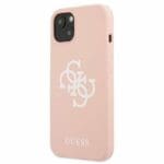 Guess GUHCP13SLS4GWPI Pink Silicone 4G Logo Kryt iPhone 13 Mini
