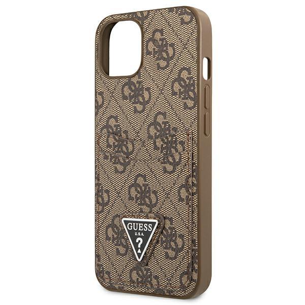 Guess GUHCP13SP4TPW Brown 4G Triangle Logo Cardslot Kryt iPhone 13 Mini