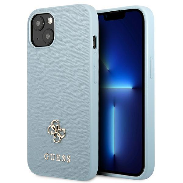 Guess GUHCP13SPS4MB Blue Saffiano 4G Small Metal Logo Kryt iPhone 13 Mini
