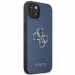 Guess GUHCP13SSA4GSBL Blue Saffiano 4G Metal Logo Kryt iPhone 13 Mini
