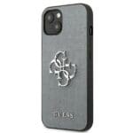 Guess GUHCP13SSA4GSGR Grey Saffiano 4G Metal Logo Kryt iPhone 13 Mini