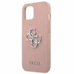 Guess GUHCP13SSA4GSPI Pink Saffiano 4G Metal Logo Kryt iPhone 13 Mini