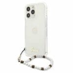 Guess GUHCP13XKPSWH Transparent White Pearl Kryt iPhone 13 Pro Max