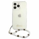 Guess GUHCP13XKPSWH Transparent White Pearl Kryt iPhone 13 Pro Max