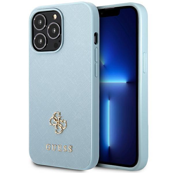 Guess GUHCP13XPS4MB Blue Saffiano 4G Small Metal Logo Kryt iPhone 13 Pro Max