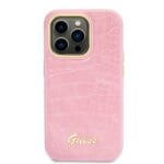 Guess GUHCP14LHGCRHP Pink Croco Collection Kryt iPhone 14 Pro