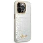 Guess GUHCP14LHGCRHS Silver Croco Collection Kryt iPhone 14 Pro
