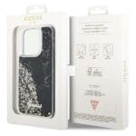 Guess GUHCP14LLCSGSGK Black Hardcase Liquid Glitter Marble Kryt iPhone 14 Pro