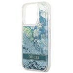 Guess GUHCP14LLFLSN Green Flower Liquid Glitter Kryt iPhone 14 Pro