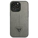 Guess GUHCP14LPSATLG Silver SaffianoTriangle Logo Kryt iPhone 14 Pro