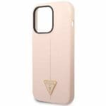Guess GUHCP14LSLTGP Pink Silicone Triangle Kryt iPhone 14 Pro