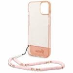 Guess GUHCP14MHGCOHP Pink Translucent Pearl Strap Kryt iPhone 14 Plus