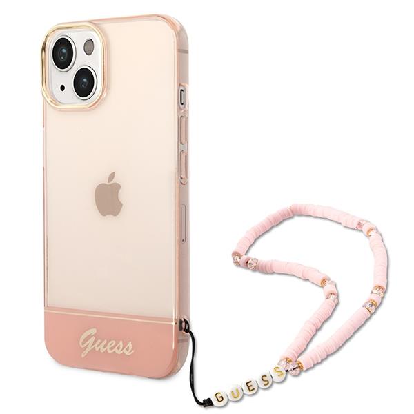 Guess GUHCP14MHGCOHP Pink Translucent Pearl Strap Kryt iPhone 14 Plus