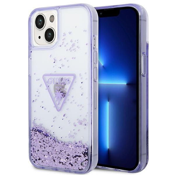 Guess GUHCP14MLFCTPU Purple Liquid Glitter Palm Collection Kryt iPhone 14 Plus