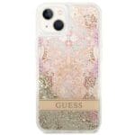 Guess GUHCP14MLFLSD Gold Paisley Liquid Glitter Kryt iPhone 14 Plus