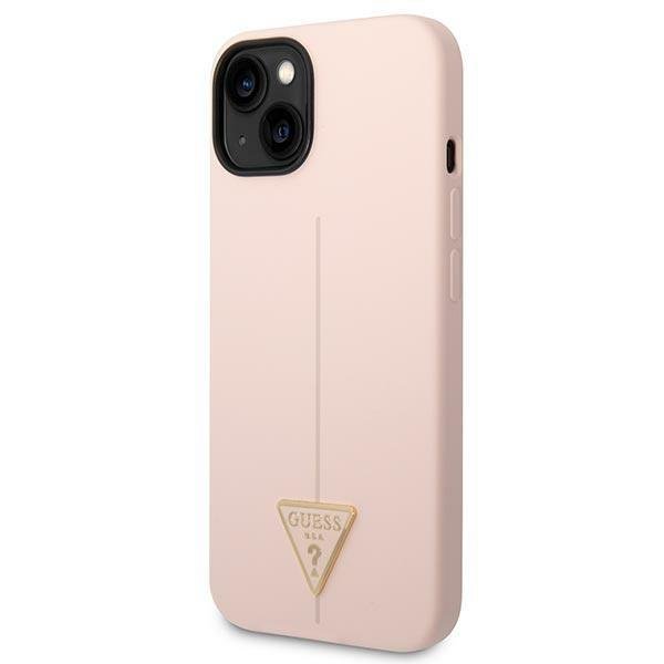 Guess GUHCP14MSLTGP Pink Silicone Triangle Kryt iPhone 14 Plus