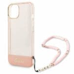 Guess GUHCP14SHGCOHP Pink Translucent Pearl Strap Kryt iPhone 14